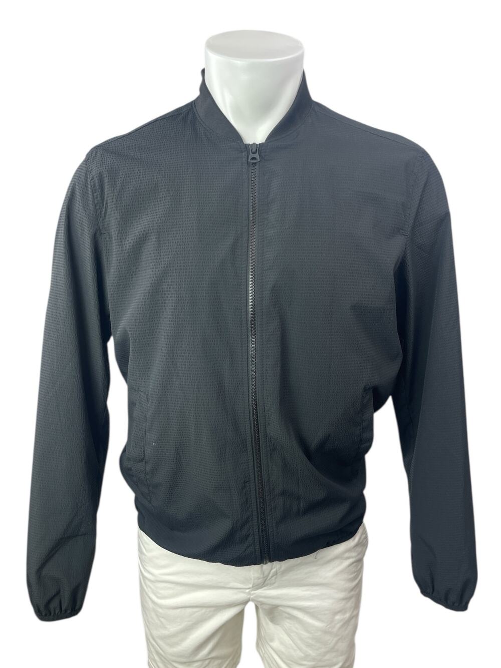 ZARA Mens Black Full Zip Long Sleeve Collar Bomber Windbreaker Coat Jacket Sz M